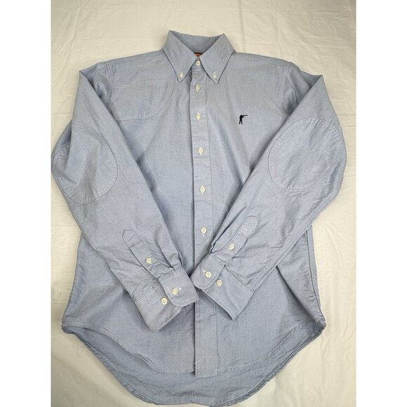Ball and Buck Hunters Shirt Mens S Blue Chambray Button Down Shooting Pad Hunt - Picture 9 of 15